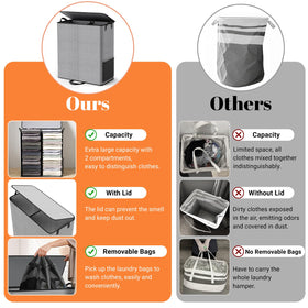 Side pocket keeps small items within reach during laundry prep