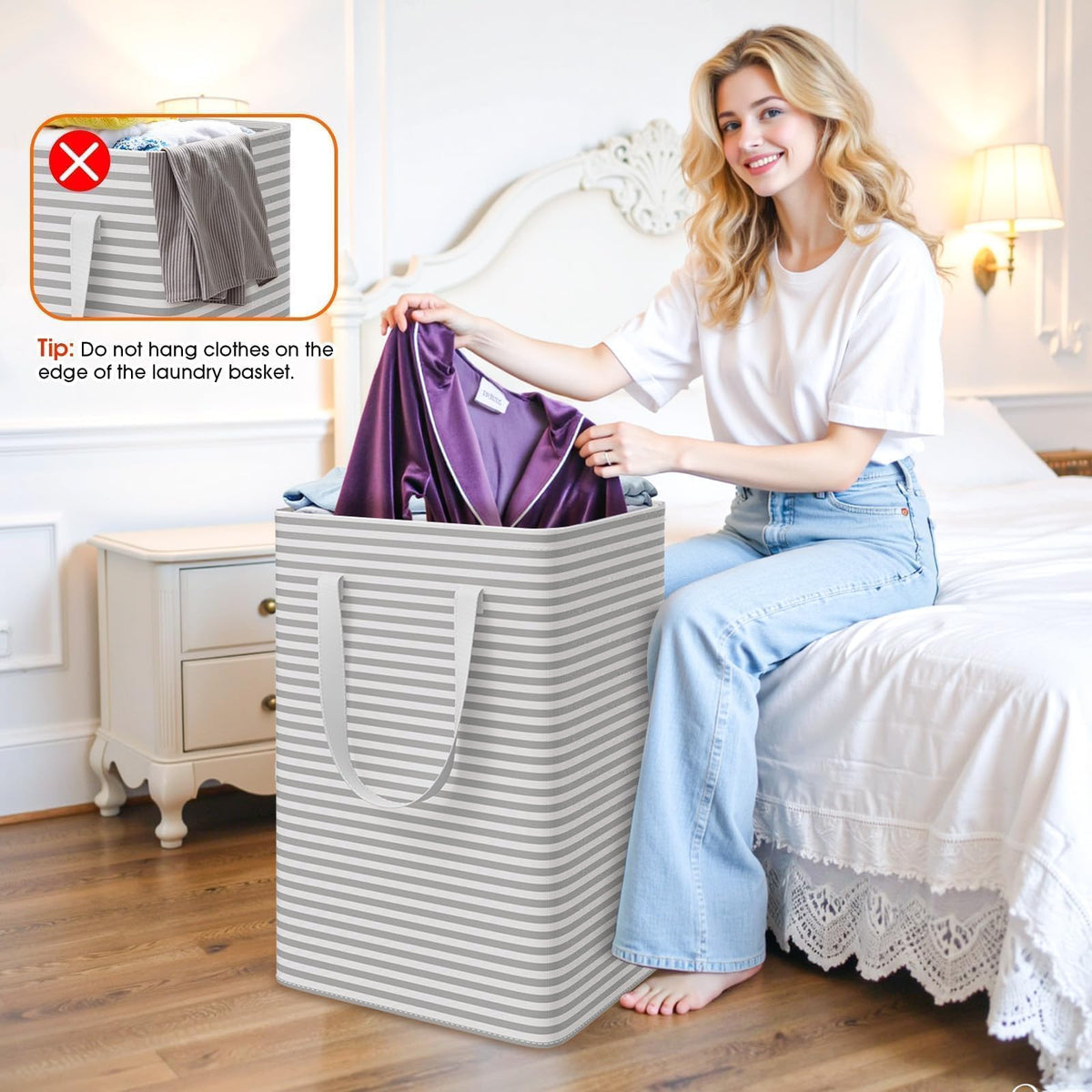 SmartTrends freestanding laundry bin top-frame helps keep clothes balanced and upright.
