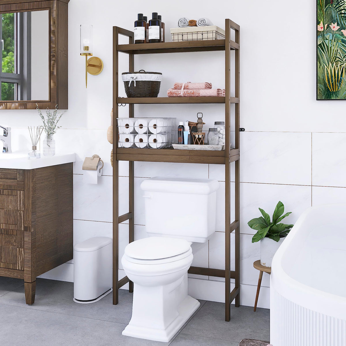 SMIBUY 3-tier adjustable shelves for towels, toiletries, and decor