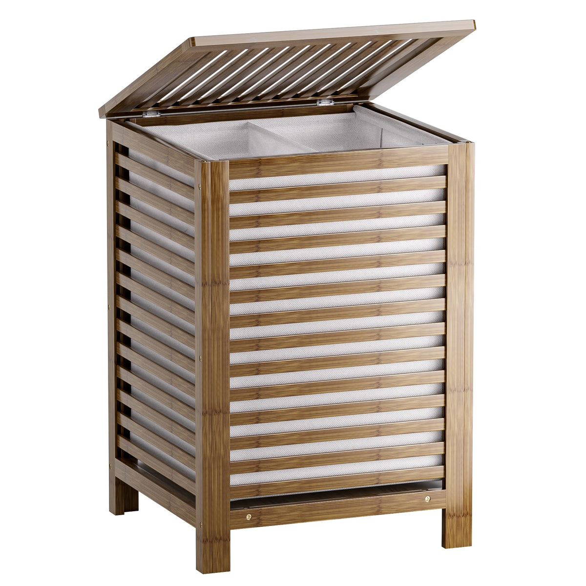 SMIBUY double hamper with lid offering 120L capacity for large laundry loads.
