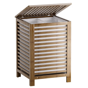 SMIBUY double hamper with lid offering 120L capacity for large laundry loads.