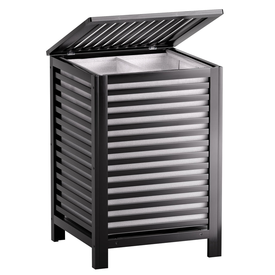 SMIBUY Double Laundry Hamper with Lid offers a spacious opening for quick sorting