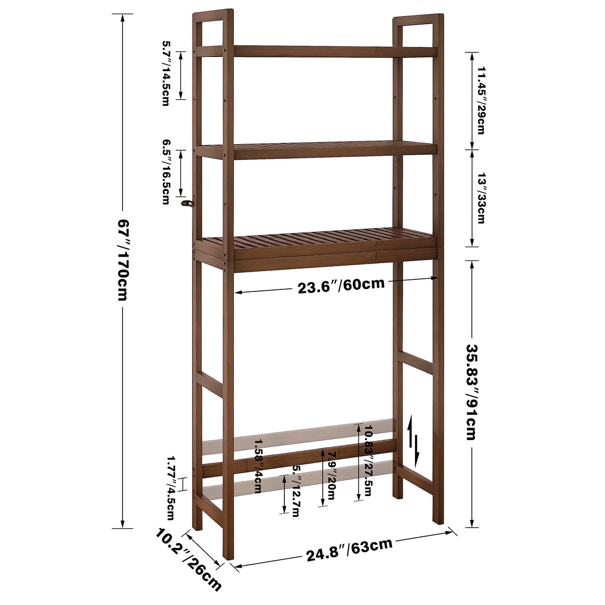 SMIBUY solid bamboo construction ensures durable eco-friendly bathroom storage