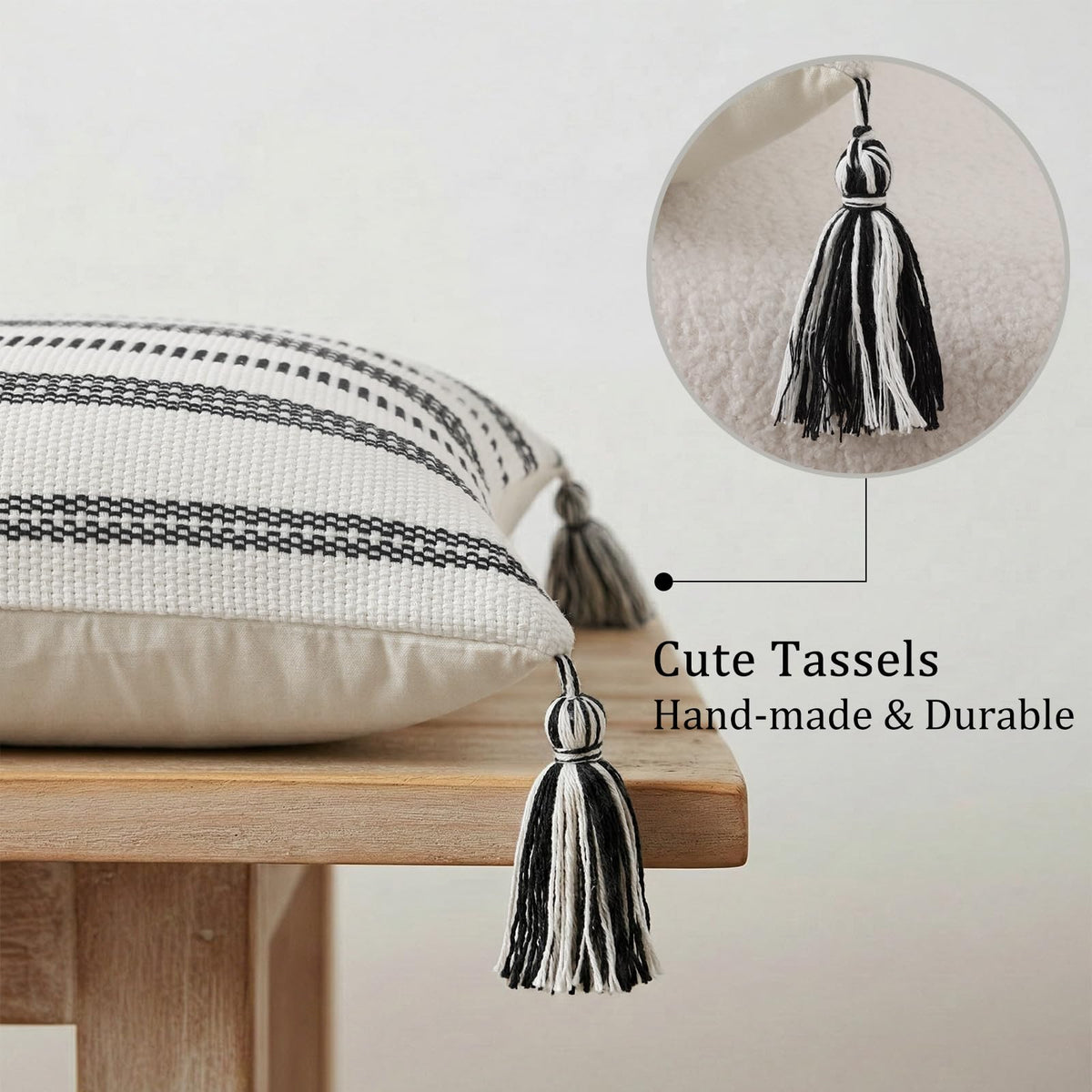 Smile Bee set of two cushions displayed on bed for coordinated styling.