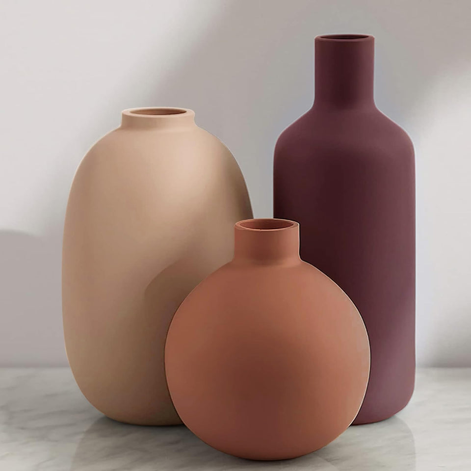 Smiletag Ceramic Modern Vase Set of 3 top view showcases versatile entryway decor.