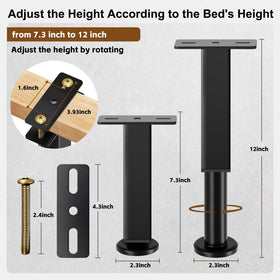 Smipam bed support legs fully adjustable height for level beds