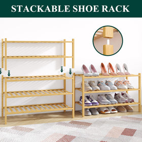 Smiry bamboo shoe rack close-up material showcases natural bamboo finish.