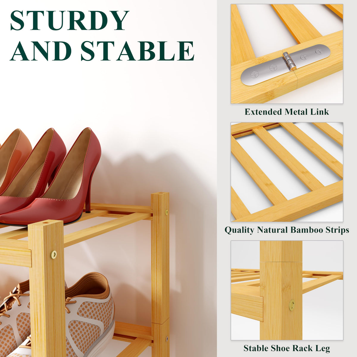 Smiry bamboo shoe rack entryway display demonstrates neat arrival area and easy access