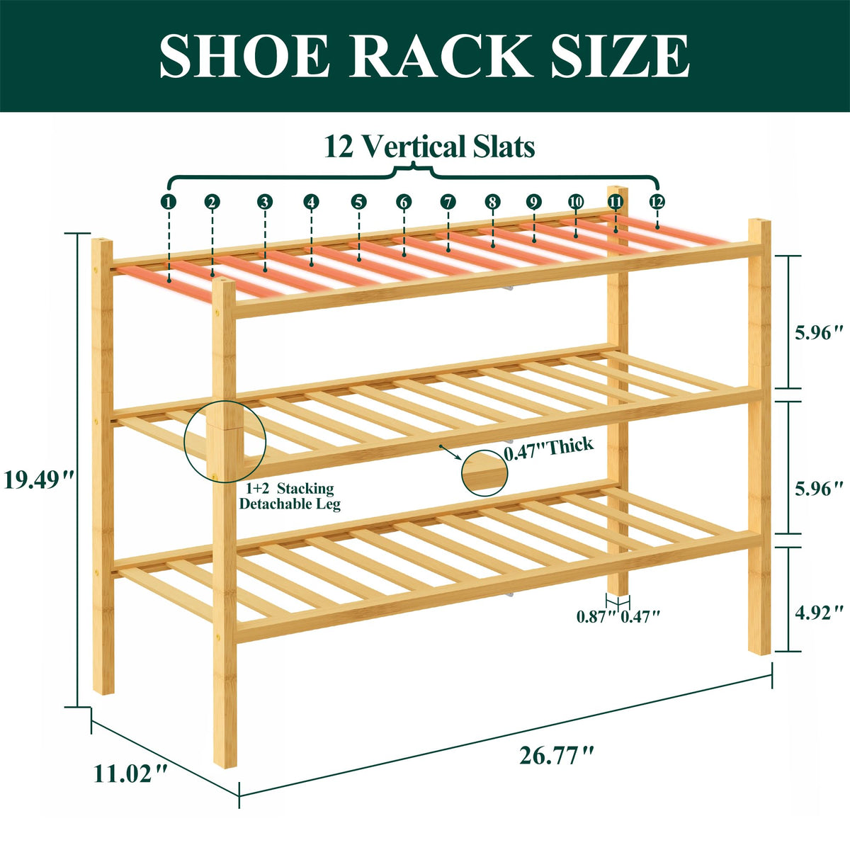 Smiry bamboo shoe rack stackable configuration highlights customizable storage for small spaces
