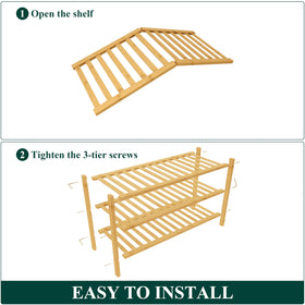Smiry bamboo shoe rack stackable-use image showing modular storage option.