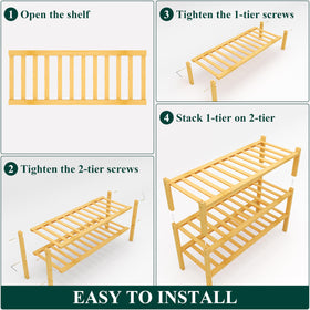 Smiry bamboo shoe rack sturdy legs guarantee stable standing
