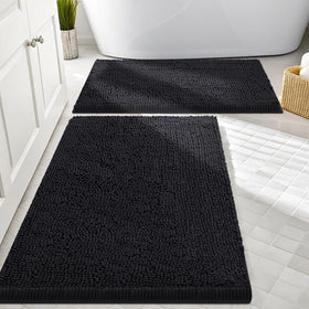 Smiry 2-piece bath rug set, front view, plush comfort for stepping out of the shower