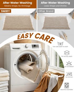 Smiry brown and cream colorway complements bathroom decor.