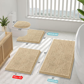 Smiry chenille contoured bath mat non-slip backing ensures secure footing on clean floors
