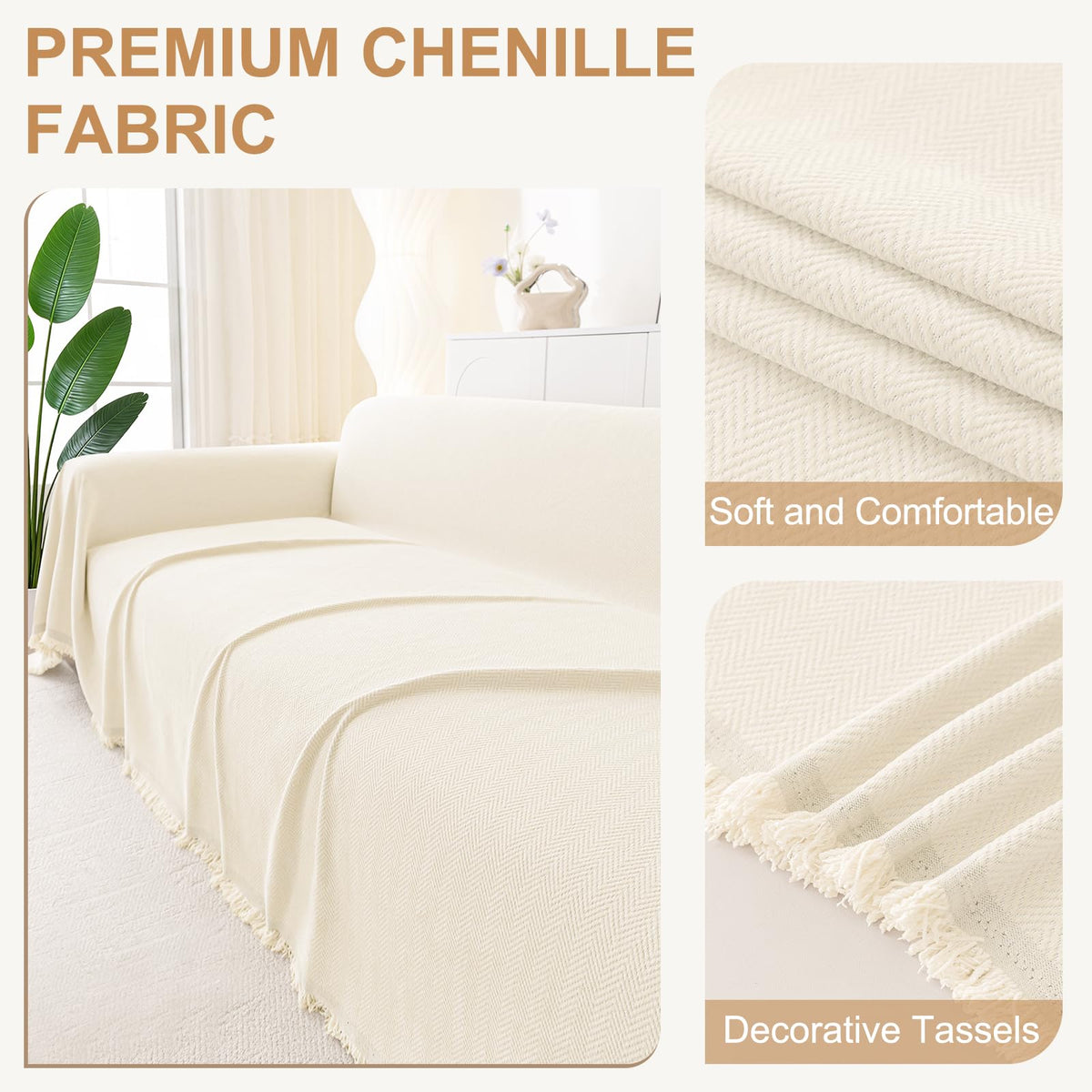 Smiry chenille slipcover shields sofas from claws and spills with plush feel.
