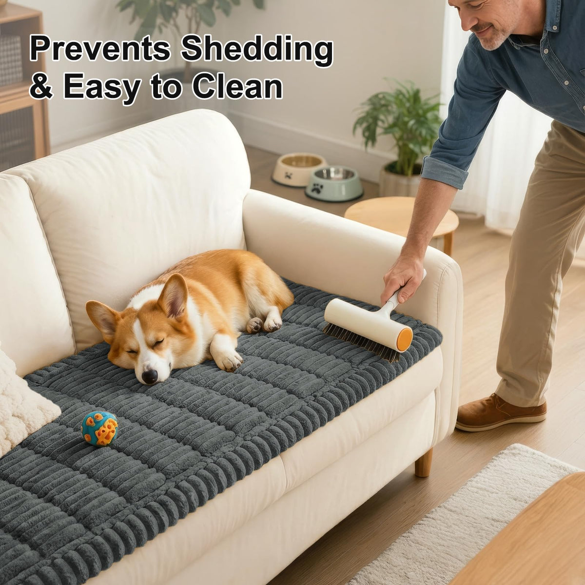 Smiry cover fits 3-cushion sofa configurations for stable use
