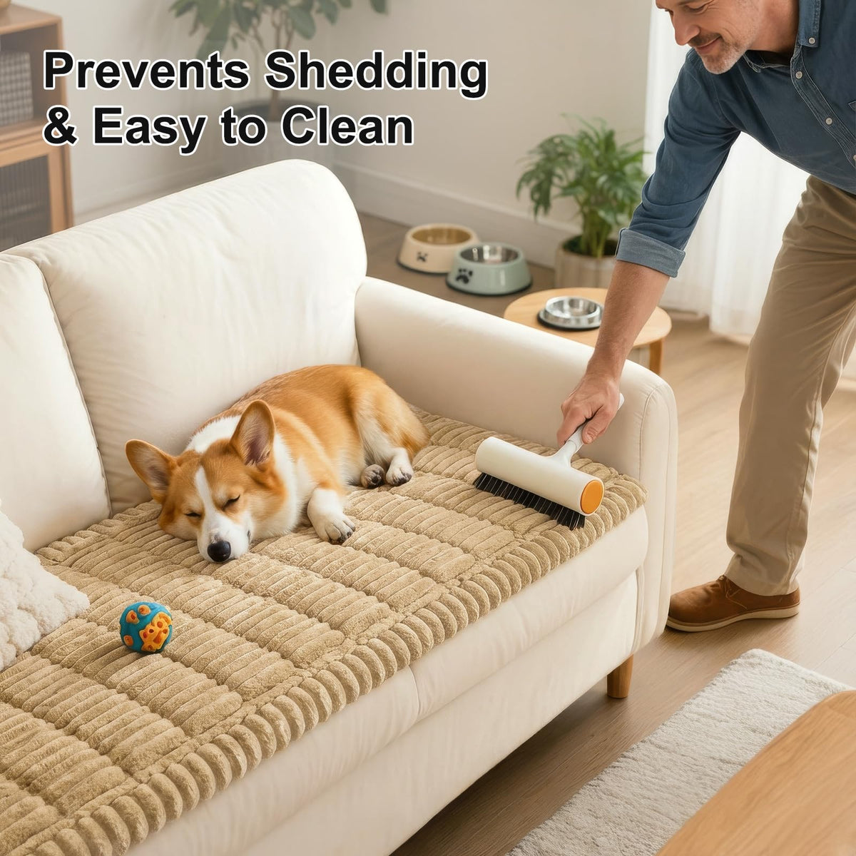 Smiry couch cover protects furniture from scratches, spills, and pet hair with ease.
