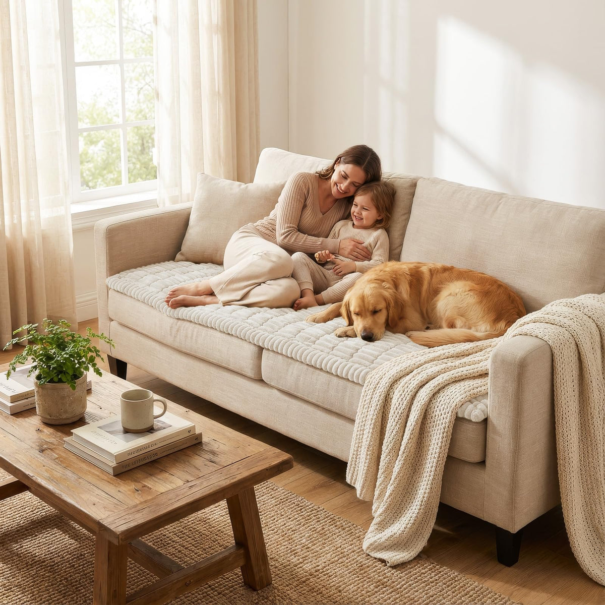 Smiry couch cover doubles as a versatile throw for windowsills.