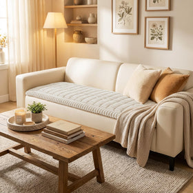 Smiry couch cover’s non-slip underside keeps it in place during play.