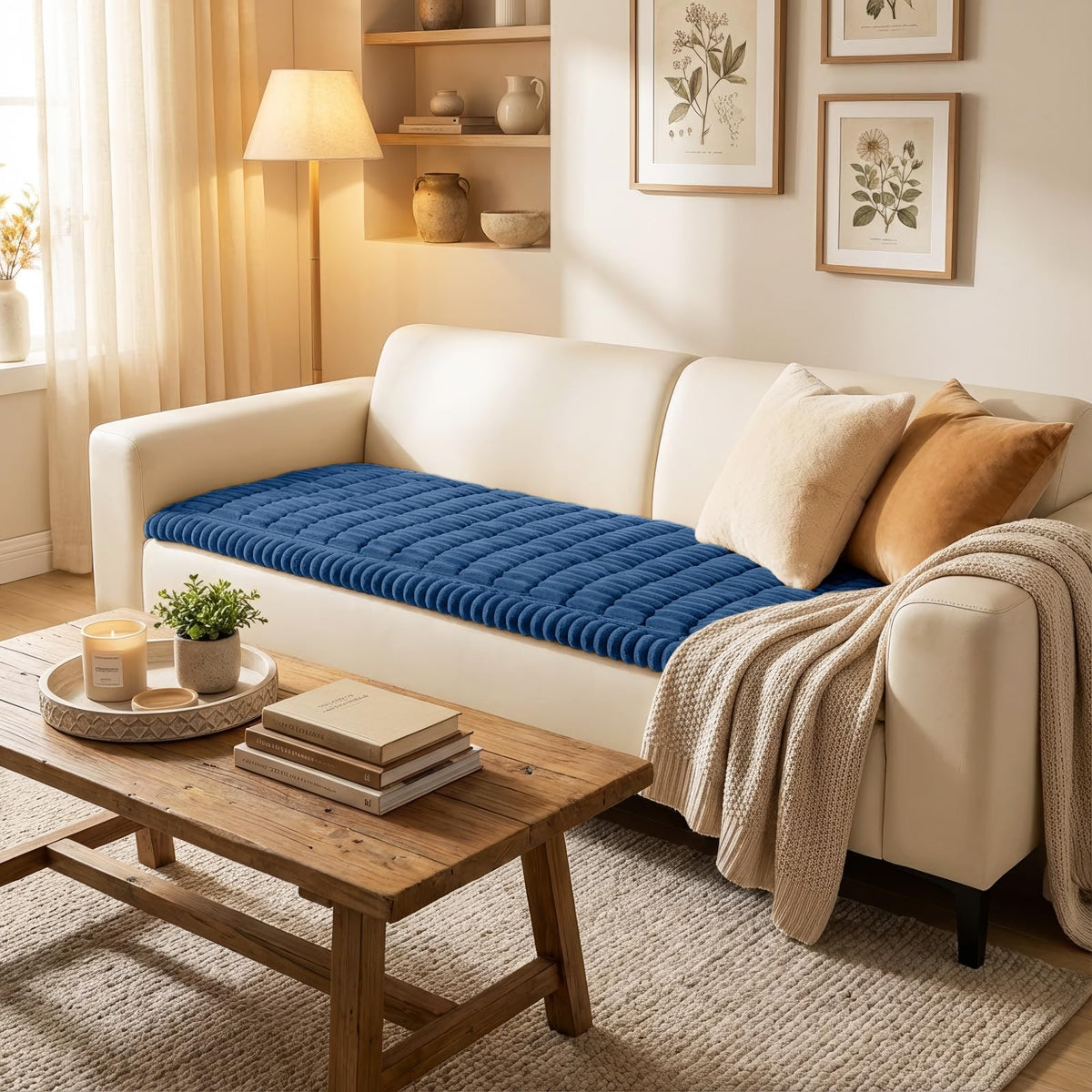 Smiry couch cover non-slip design stays in place during activity.
