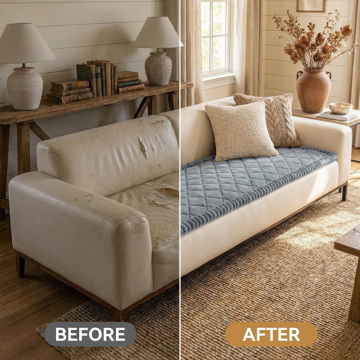 Smiry decorative ruffled-edge couch cover enhances room style