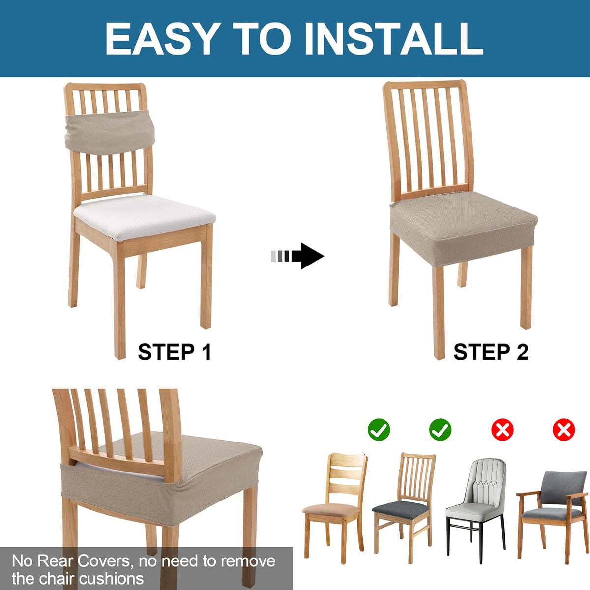 Smiry dining chair seat covers machine washable for easy cleanup
