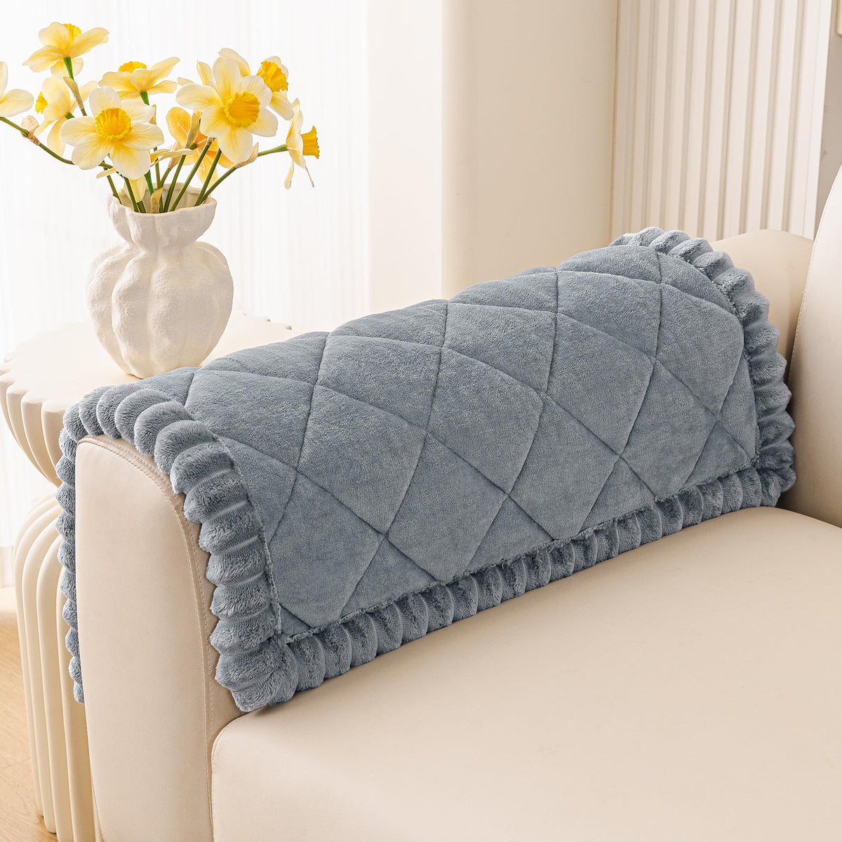 Smiry fuzzy couch cover for dogs with non-slip grip protects your sofa
