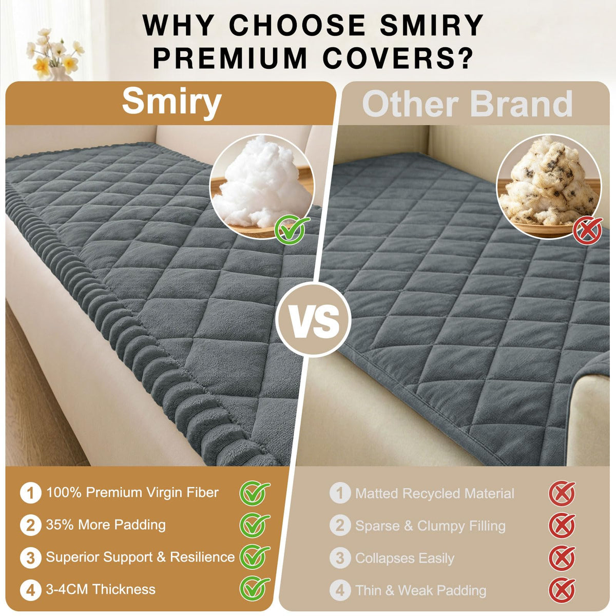 Smiry fuzzy couch cover edge detail with decorative ruffles