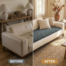 Smiry fuzzy couch cover protecting sofa from pet hair and stains