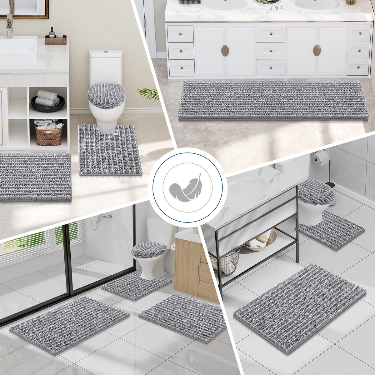 Smiry grey contour bath mat adds style and safety to the bathroom.