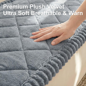 Smiry grey dog couch cover with quilted pattern adds soft luxury