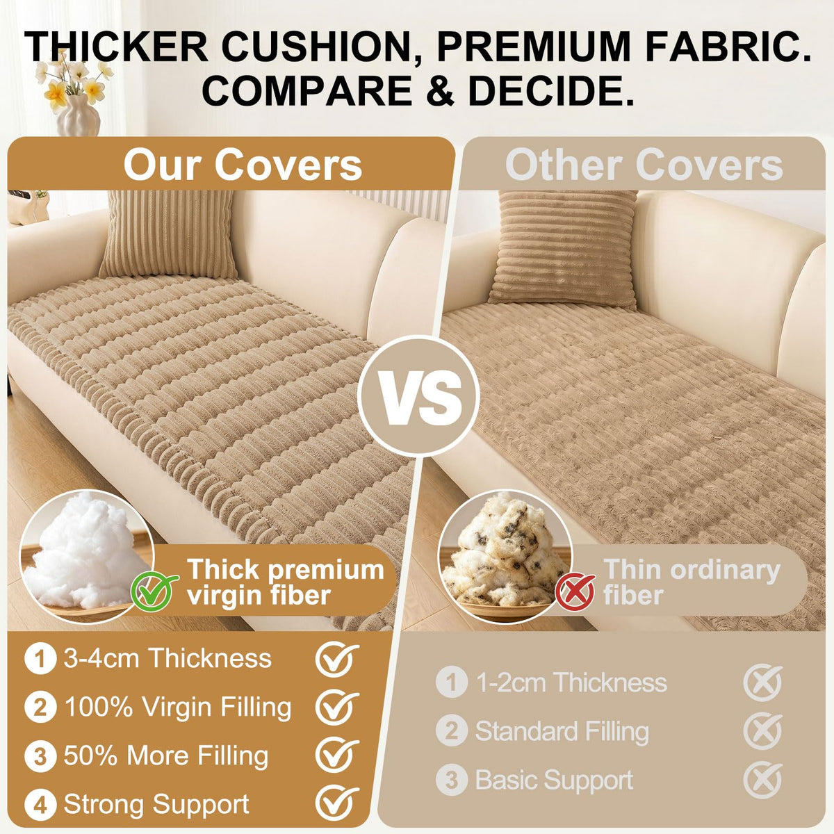 Smiry khaki couch cover featuring modern style to blend with decor.
