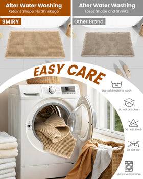 Smiry machine-washable bath mat for easy cleaning and maintenance