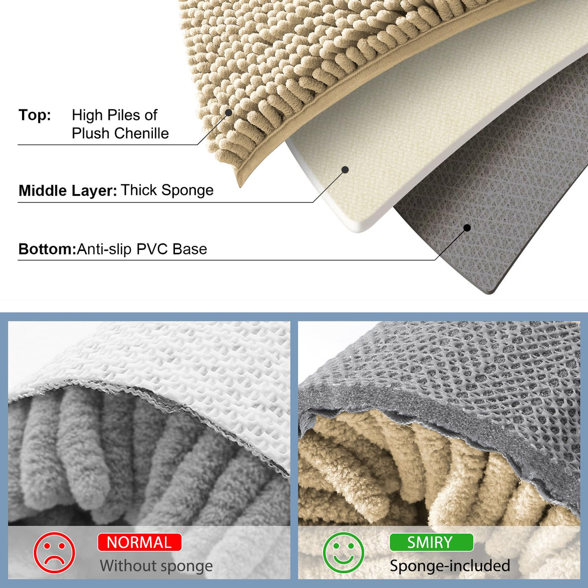 Smiry machine washable rug stays soft and new after many washes