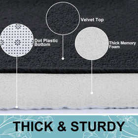 Smiry black bath mat displays flannel texture for cozy warmth
