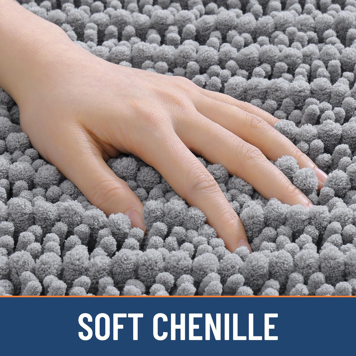 Smiry rug with non-slip rubber backing stays in place on tiles.