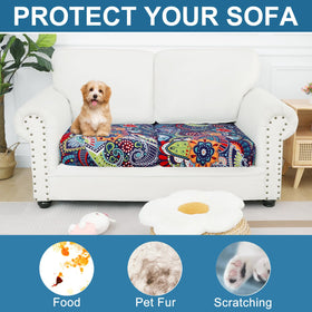 Smiry stretch couch cover stays in place during daily family use.
