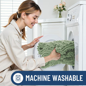 Smiry sage green bath rug adds calm color to your bathroom.