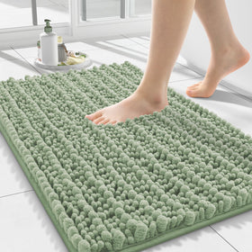Smiry soft chenille bath rug provides plush comfort after every shower.