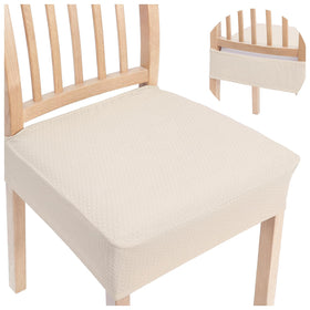 Smiry stretch jacquard seat cover on beige chair adds soft style and protection.