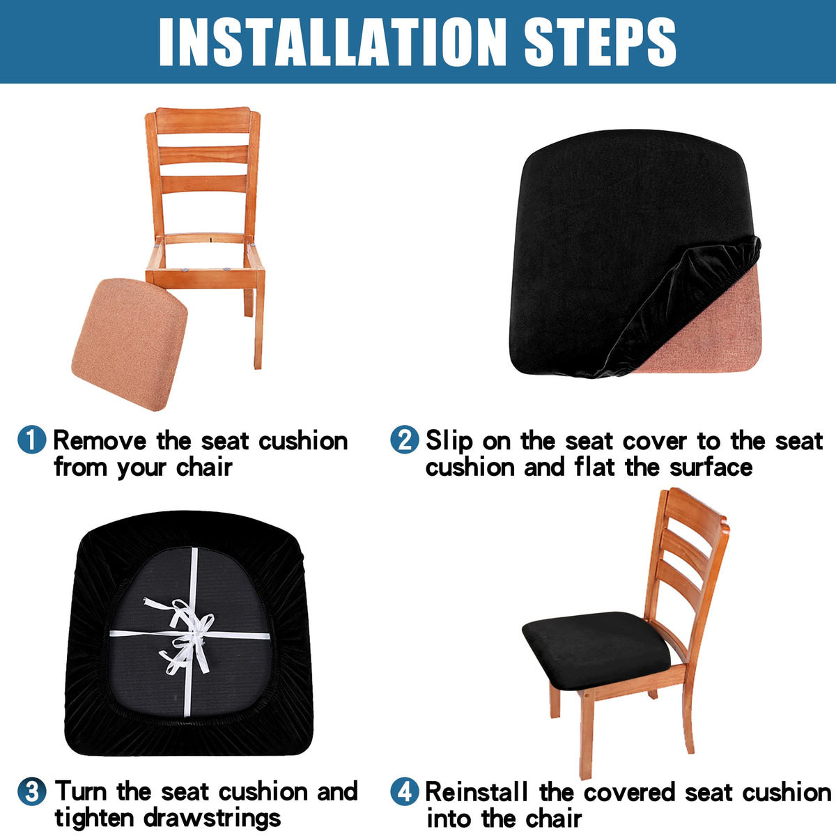 Smiry velvet covers enhance dining room decor with plush look.