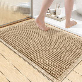 Smiry waffle bath mat 36x24 with dense waffle texture for quick drying