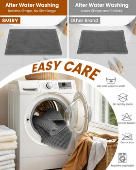 Smiry Waffle Bath Mat dark grey finish complements any bathroom.
