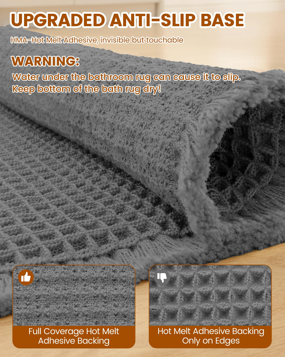 Smiry Waffle Bath Mat easy-care design washes well in machines.
