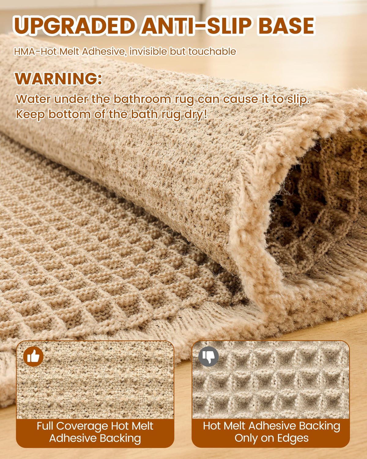Smiry waffle bath mat highlights soft, thick texture for plush comfort.