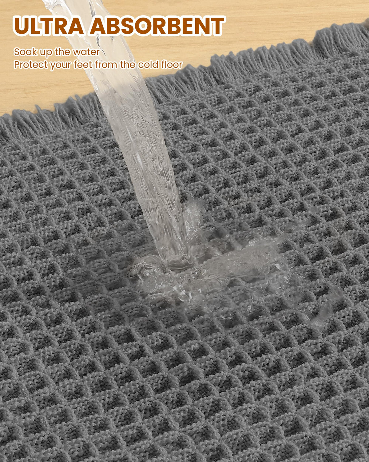 Smiry Waffle Bath Mat soft underfoot texture supports comfortable steps.