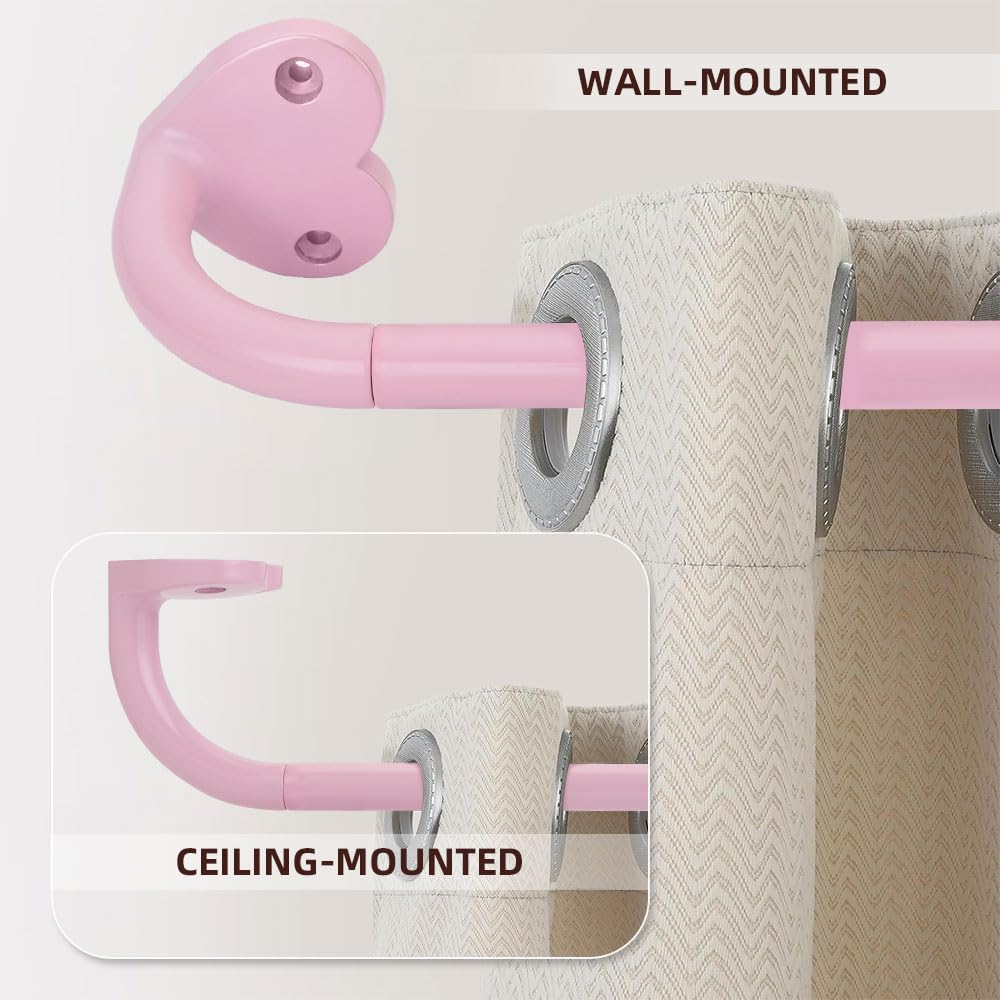 SMLTSTE pink curtain rod 075-inch diameter supports lightweight to medium-weight curtains.