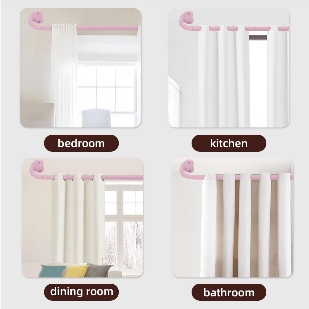 SMLTSTE pink curtain rod kit includes brackets and hardware for quick installation.