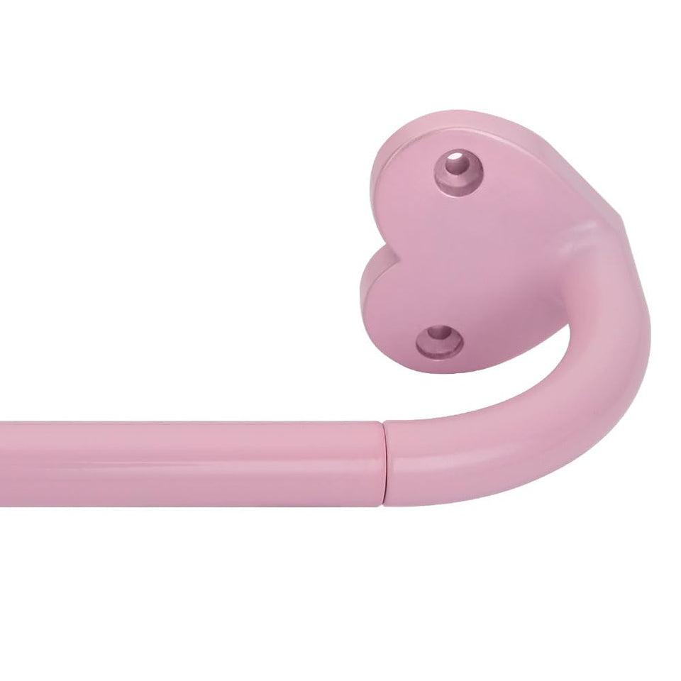 SMLTSTE pink curtain rod extends from 32 to 150 inches for versatile window fit.