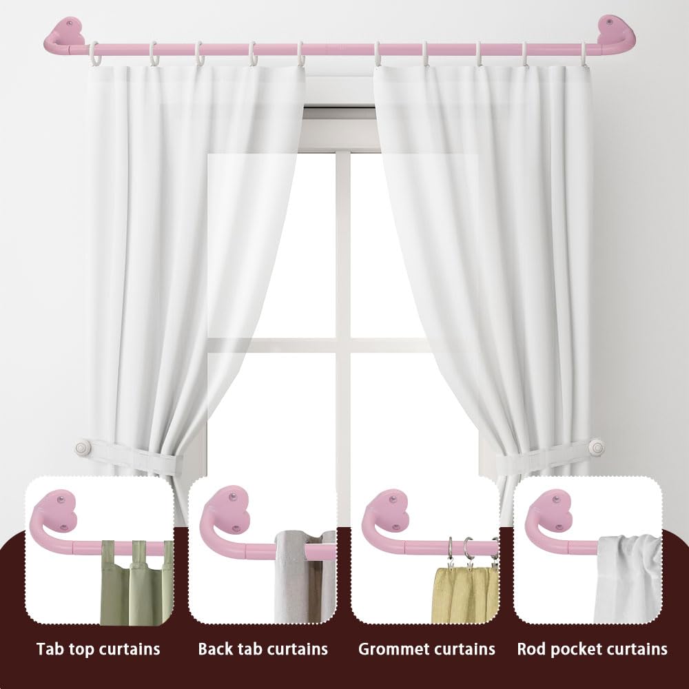SMLTSTE pink curtain rod provides sturdy support for heavy or layered drapes.